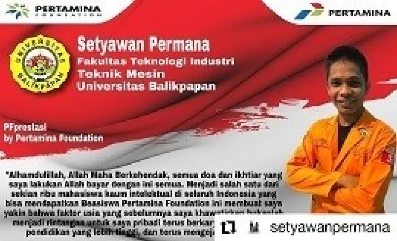 Penerima kedua, Beasiswa Pertamina Hulu Mahakam Foundation 2020